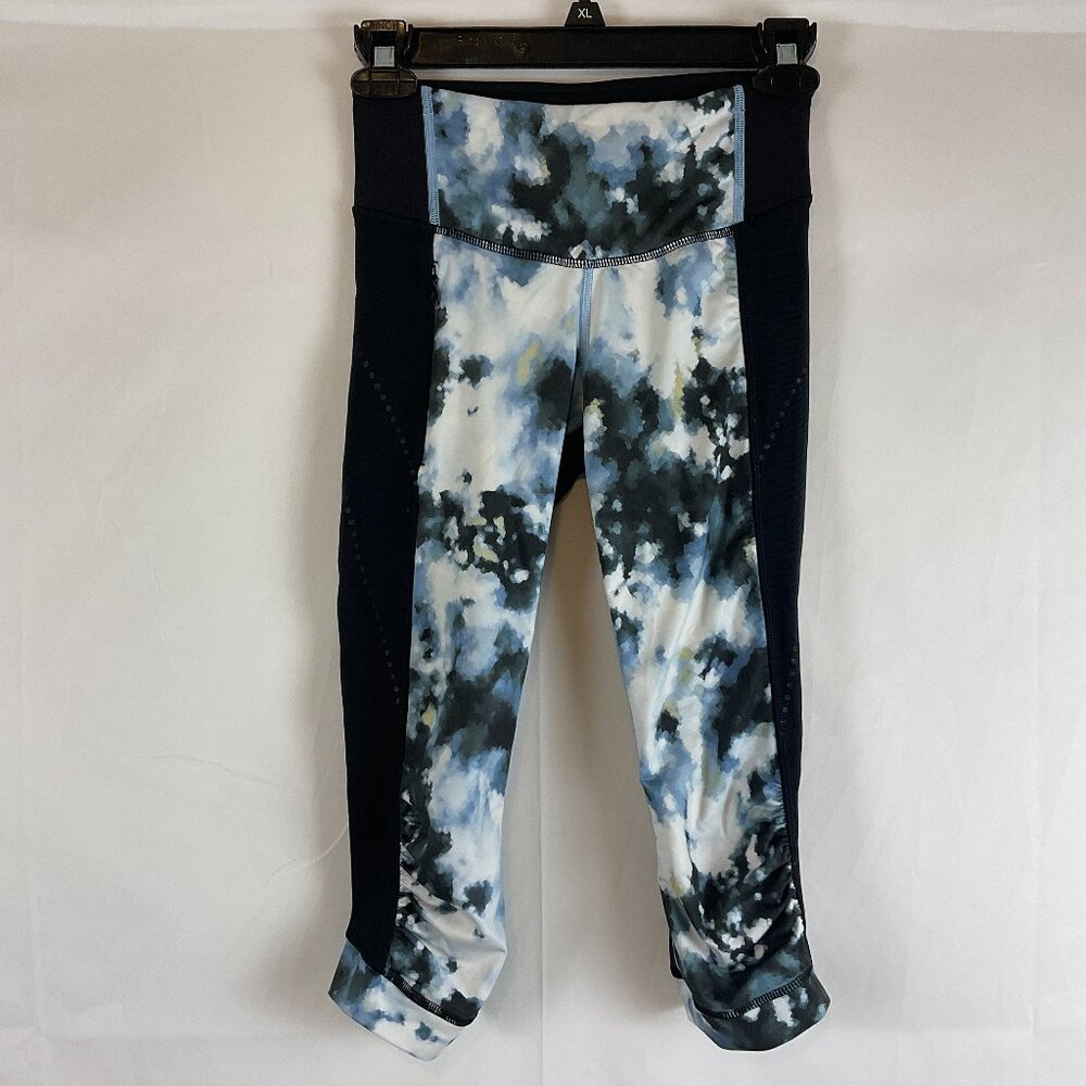 Lululemon Cropped Leggings 2 Black Blue White Zipper Pocket